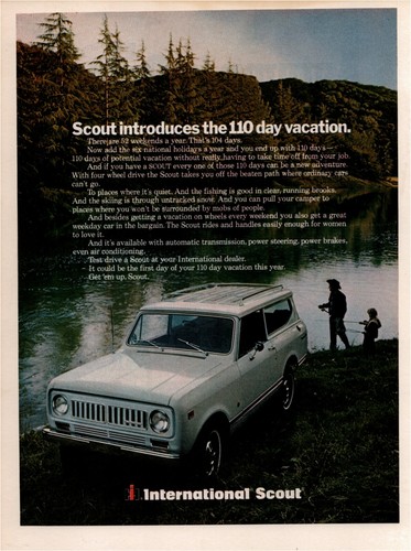 1973 International Scout Original Print Ad ~ Fast Shipping ~ white 4 wheel drive - 第 1/1 張圖片