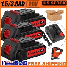 2PACK 20V Lithium-ion Battery Replace / Charger for BLACK DECKER 20 Volt LBXR20