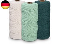 3 StüCk Makramee Garn, 3Mm X 100M Baumwollgarn, Baumwollkordel Natur, Baumwoll