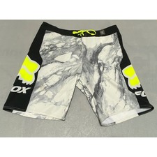 Fox Racing Mens 36 Board Shorts Marble Print Neon Yellow Black 29090 20" inseam