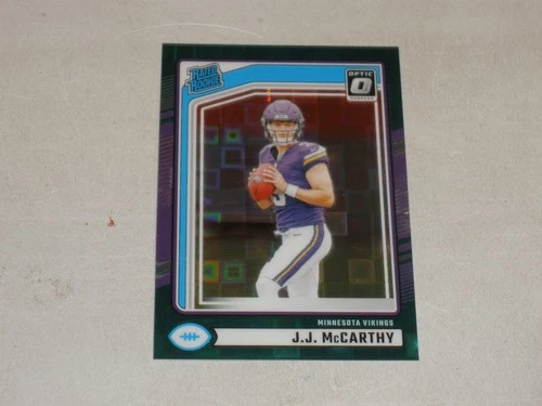 2024 Donruss Rookie Optic Preview Green Pandora Prizm #303 JJ McCarthy 18/25 RC