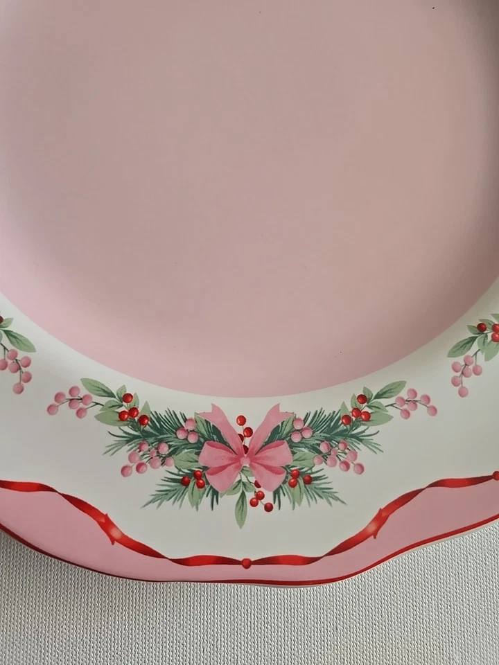 4 Platos de Cena Rosa Navidad Arcos Rosa Navidad Cinta Guirnalda Porcelana 222 Quinto Foto 2 de 4
