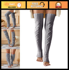 Extra Long Knitted Leg Warmers for Women - Winter Thigh High Footless Socks