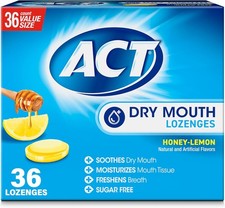ACT Dry Mouth Lozenges With Xylitol - 36 Count Sugar Free Honey-Lemon..