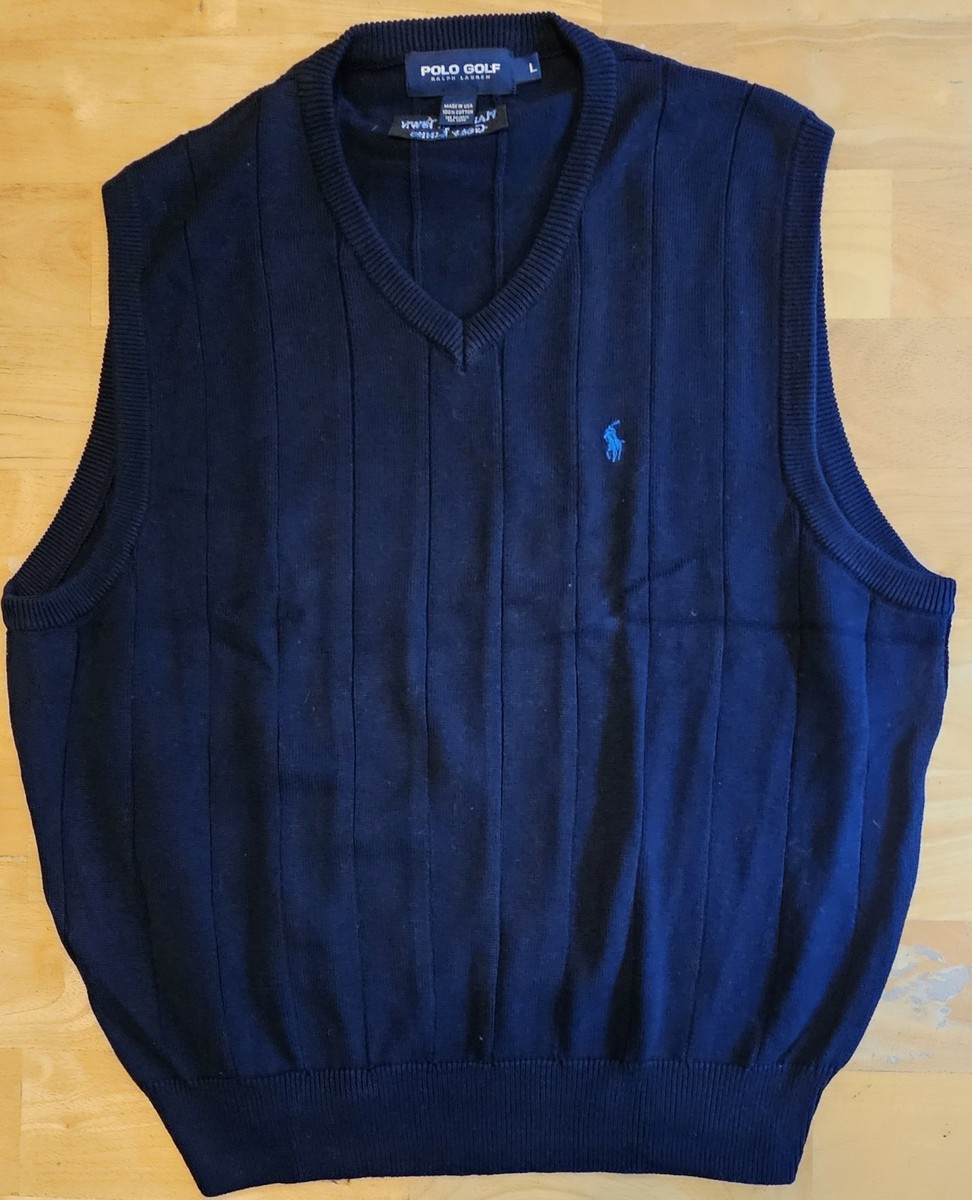 Vintage Polo Golf Ralph Lauren Sweater Vest Men's L Navy USA Harbour Town Golf View 2