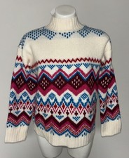 LOFT Bright Fair Isle Mock Neck Wool Blend Sweater Size S New With Tags
