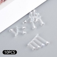 10pcs Clear Acrylic Lip Stud Piercing Ring Ear Cartilage Earring Bar Trag APYZBI