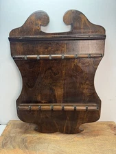 Vintage WALL HANGING Wooden 12 Spoon Wall Rack Collector Souvenir Display