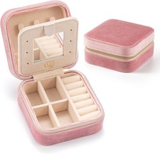 Plush Velvet Jewelry Travel Case,Small Jewelry Box,Traveling Jewelry Organizer,P