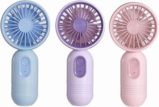 Mini Portable Fan 3 Pack, Cute Handheld Battery Operated Lightweight Small Perso