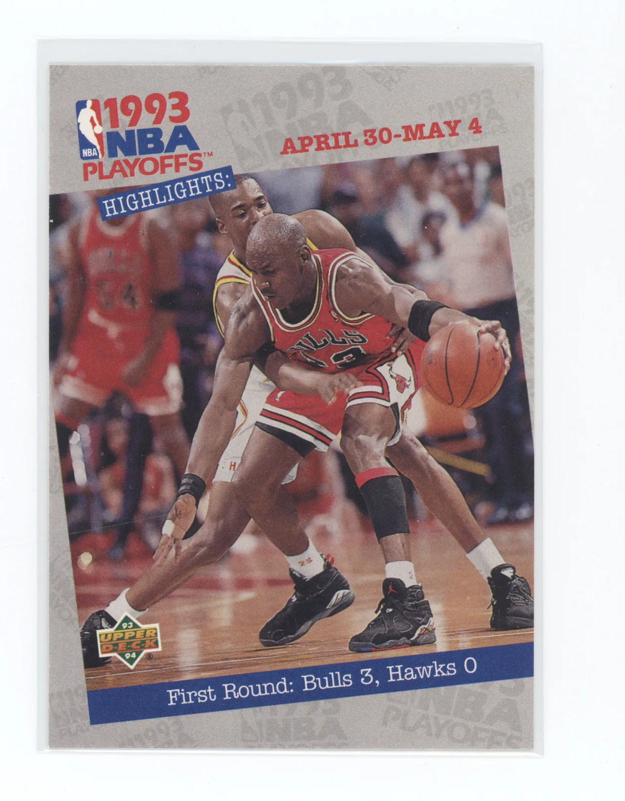 1993 Upper Deck NBA Playoffs Highlights Michael Jordan #180 Bulls 3, Hawks 0