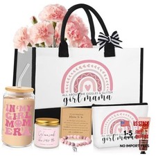 7 Sets Gifts for New Mom Gifts Tote Bag Makeup Bag Candle Bracelet Cup Girl Mom