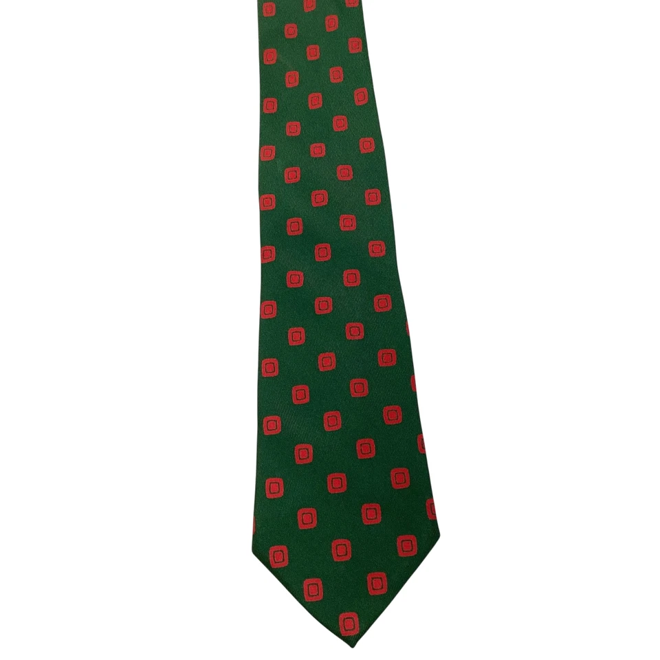 CHARVET Men's 100% Silk Necktie FRANCE Luxury Designer Geometric Green/Red NWD - Image 2 of 3