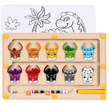 2 IN 1 Magnetic Color and Number Maze, Montessori Toys with Compact, 2 In1