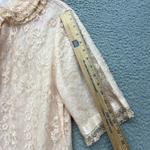 Vintage Odette Barsa Peignoir Morgenmantel rosa Blumen Spitze viktorianisch edwardianisch Rüschen - Bild 4 von 14