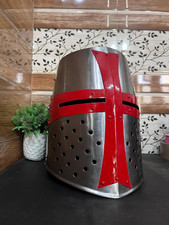 Medieval Crusader Knight Helmet Templar Red Cross Helmet Wearable Helmet