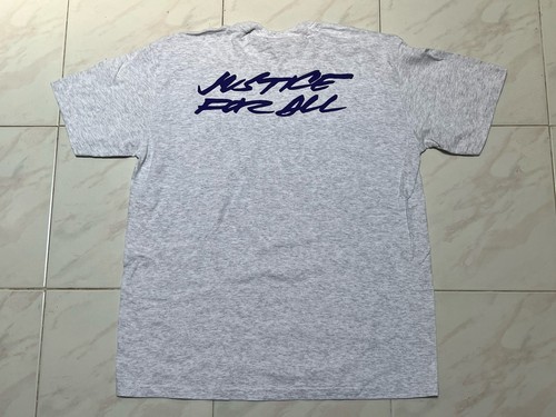 Men M Supreme Futura Justice For All T-Shirt Heather Grey Purple FW20 New - Picture 2 of 5
