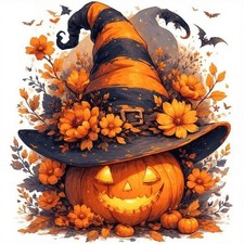 Halloween Pumpkin Diamond Art Kits for Adults,5D Diamond Painting Kits 14x14''