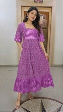 Women Pretty Gown, Floral Print Long Dress Hand Block Long Maxi Beach Wear tunic