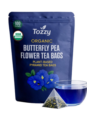100 Count Organic Butterfly Pea Flower Tea Bags | USDA Organic, Plant-Based Bags