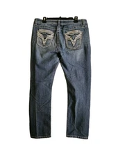 VGS Skinny Jeans Women's 14 (35x28.5) Blue Mid-Rise Thick Stitch Denim GUC 