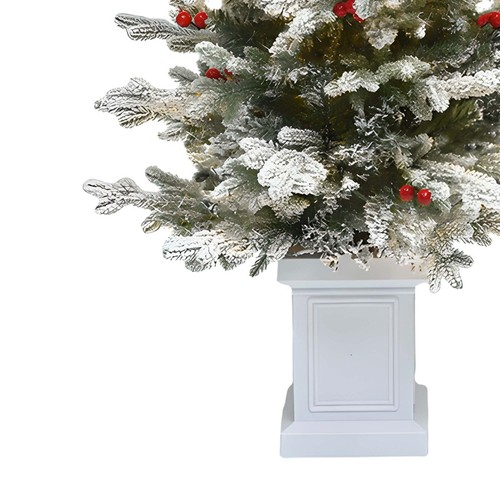 Vorbeleuchteter beflockter arktischer Tannenstiftbaum 100 Lichter rote Beeren Weihnachtsdeko USA - Bild 10 von 10