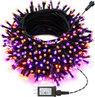 Orange Purple Halloween Lights, 100FT 300 LED String Lights with 8 Modes Timer W