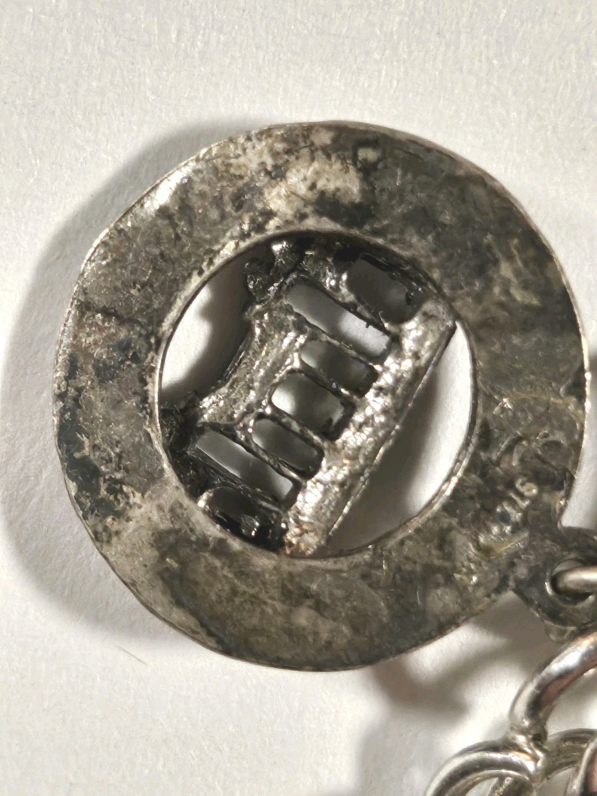 Sterling Silver Double Round Ring  Charm Chain Br… - image 9