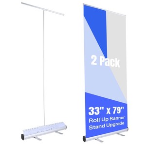 InstaHibit 2 Pcs 33"x79" Retractable Roll Up Banner Stand Pop Up Trade Show