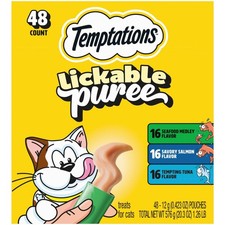 Temptations Creamy Puree Squeezable Lickable Cat Treats, Wet Cat Treats with ...