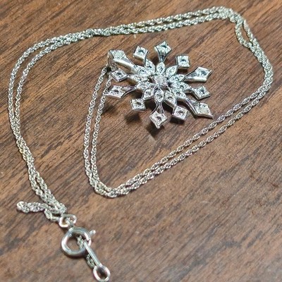 OTC International 925 Sterling Silver Snowflake Necklace 10'' 3g