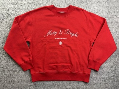 Universal Thread Womens Small Red Holiday Knit Embroidered Pullover Sweatshirt