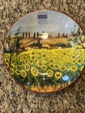 CMG Large 9 1/2" Serving, Salad, Pasta Bowl Made In Portugal Wine Scene Flowers