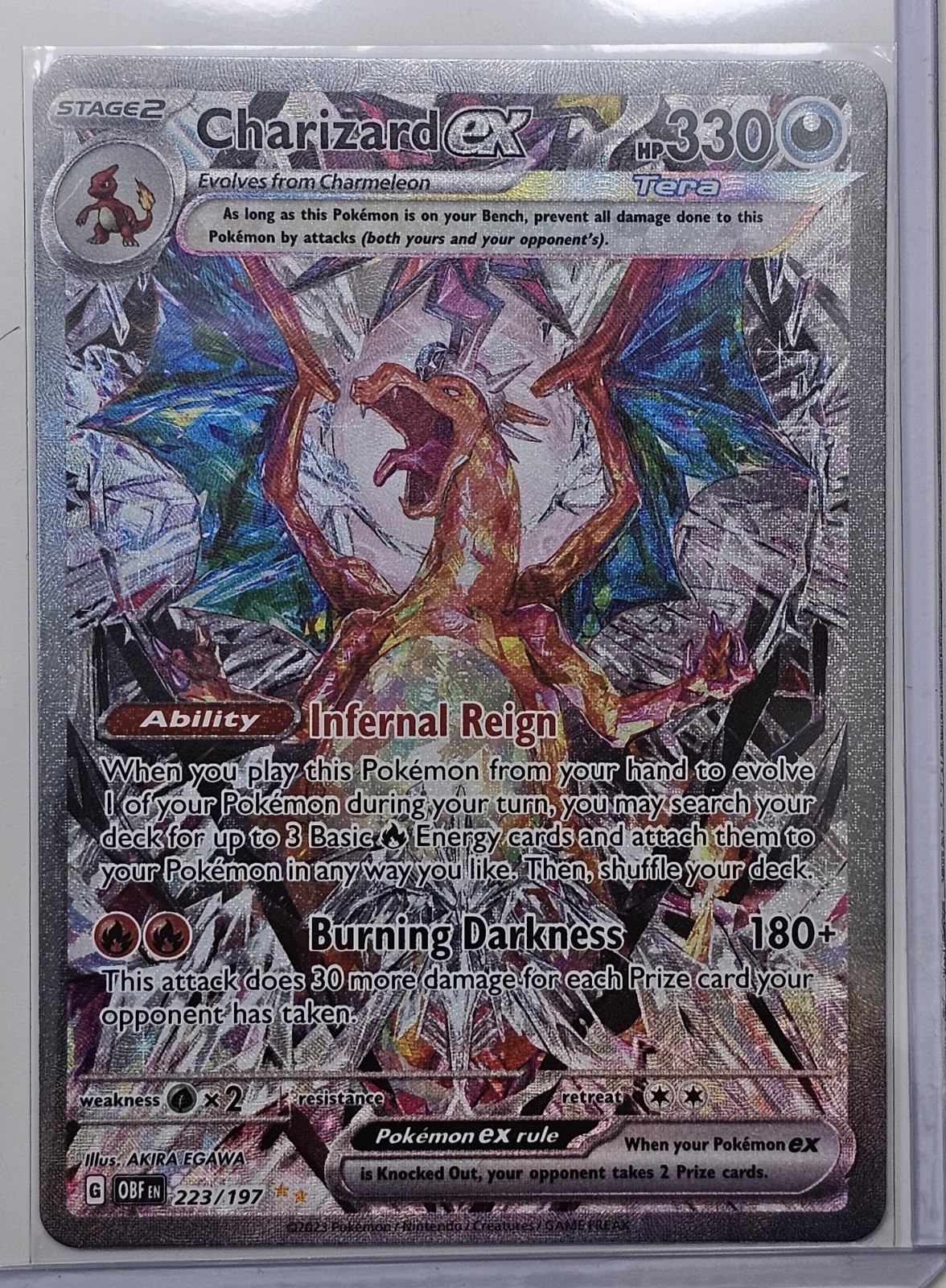 Pokemon TCG Charizard ex 223/197 Obsidian Flames SIR Holo Eng