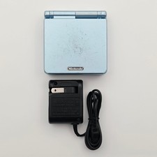 Nintendo Game Boy Advance SP AGS-101 Pearl Blue Handheld Console w Charger