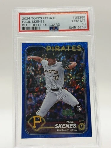 Topps 2024 Update Paul Skenes Blue Holo Foilboard  / 999 PSA 10