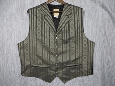 Vintage Wah Maker Frontier Western Vest USA XL Brocade Stripe Cowboy Waistcoat