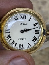 Arnex France Gold Incabaloc 17 Jewels pocket watch. Missing back cover. Works.