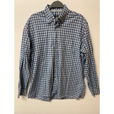 Canali Mens XL Blue Gingham Check Button Down Shirt Made in Italy Cotton