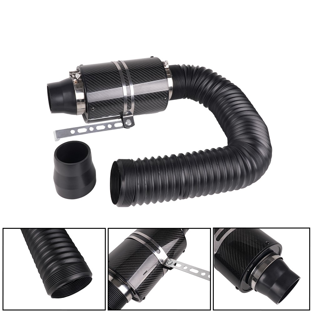 Universal 3" Inch Air Filter Box Carbon Fiber Cold Feed Induction Air Intake Kit