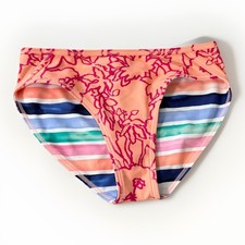 NWOT ATHLETA Girl Reversible Bikini Bottom S/7 Aqua Coral Pink Navy