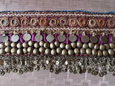 Vintage Kuchi Tribal Textile Panel Coin Mirror Bead Wall Hanging Belly Dance