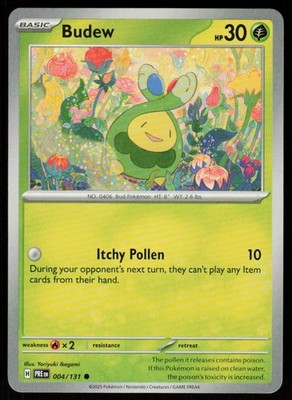 Budew 004/131 Common Prismatic Evolutions Pokemon Near Mint