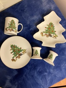 Lot of Shibata Porcelain Christmas Tree Plate wear