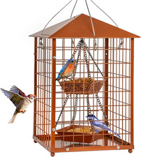Mealworms Bird Feeders for Bluebirds - Metal - Huge Caged Squirrel-Proof Bird Fe