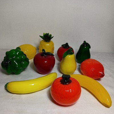 Vtg Art Glass Fruit Orange Apple Banana Pear Pineapple Blown Glass Lot of 11 Pcs