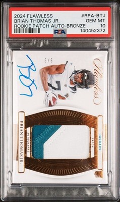 2024 Panini Flawless Brian Thomas Jr. RPA-BTJ Bronze PSA 10 /6 Jaguars