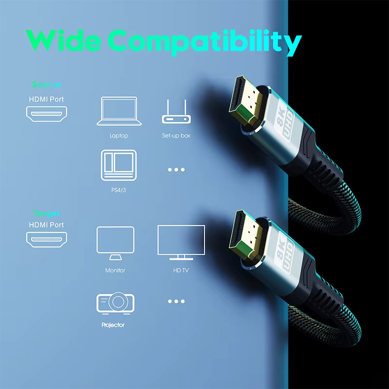 Cavo HDMI PREMIUM 2.1 8K 4K Qualità UHD HDR eARC PS5 XBOX Proiettore 1/2/3 metri foto 6