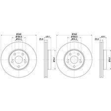 2x HELLA PAGID BREMSSCHEIBEN Ø260mm VORNE passend für TOYOTA AVENSIS 50256PRO