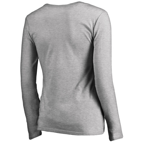 Women's Heathered Gray Indiana Fever Primary Logo Long Sleeve V-Neck T-Shirt - Picture 3 of 3